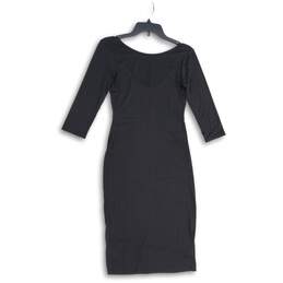 Lulus Womens Black Round Neck 3/4 Sleeve Midi Sheath Dress Size Small