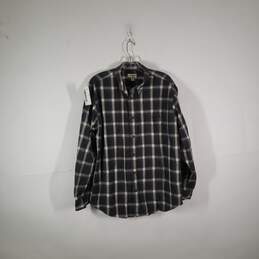 Mens Cotton Plaid Regular Fit Long Sleeve Collared Button-Up Shirt Size XL