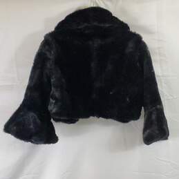 Eliza J Women Black Faux Fur Crop Jacket S alternative image