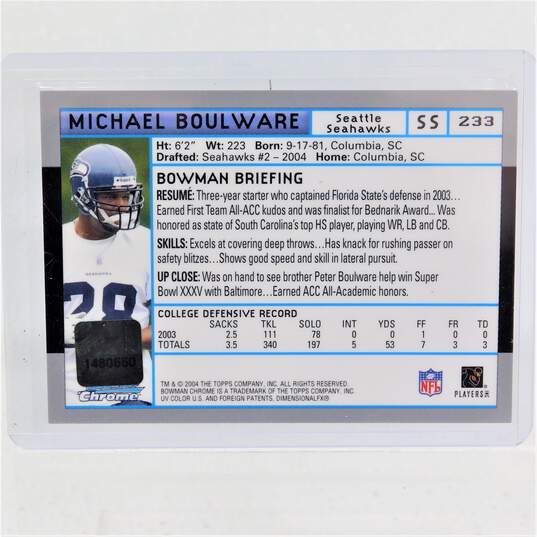 2004 Peter Boulware Bowman Chrome Rookie Autograph Baltimore Ravens image number 3