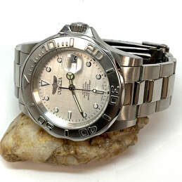 Designer Invicta Silver-Tone Date Indicator Round Dial Analog Wristwatch