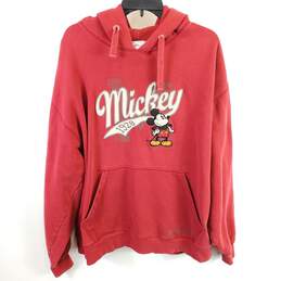 Disney Men Red Mickey Mouse Pullover Hoodie XL