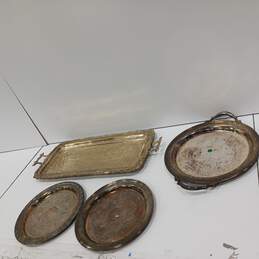 Vintage Bundle of 4 G. B. H. S. Silver Tone Service Platters