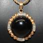 14K Yellow & White Gold Black Onyx Moissanite Accent Pendant Necklace-7.3g image number 2