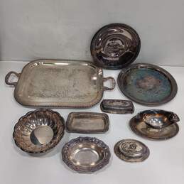 Bundle Of Assorted Silver Plated Serving Tray Platters alternative image
