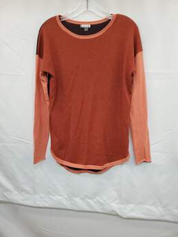 Wm Smartwool Polyester Blend Peach & Burgundy Long Sleeve Sweater Sz S