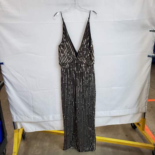 French Connection Black W/ Gold Sequin Embellishments Jumpsuit WM Size 10 NWT image number 1