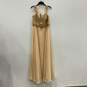 NWT Lets Womens Beige Gold Lace Sleeveless Back Zip Prom Maxi Dress Size 2XL image number 1