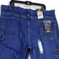 NWT Mens Blue Denim Relaxed Fit Carpenter Straight Leg Jeans Size 44X32 image number 4