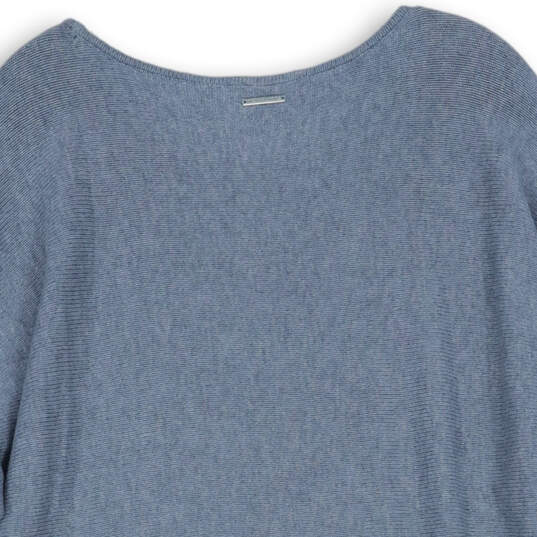 Womens Gray Knitted Side Zip Long Sleeve Round Neck Pullover Sweater Sz XL image number 4