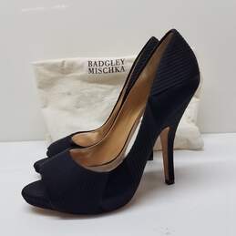 Badgley Mischka Women's Black Open Toed Stiletto Heel Pumps Size 8