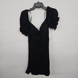 Black V Neck Ruched Mini Dress