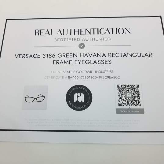 AUTHENTICATED Versace Green Havana Rectangular Frame Eyeglasses image number 6