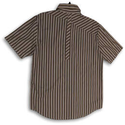 Mens Brown Striped Spread Collar Short Sleeve Button-Up Shirt Size Small alternative image