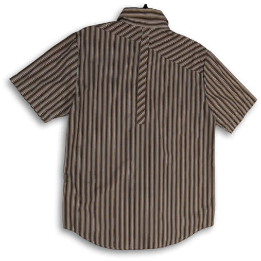Mens Brown Striped Spread Collar Short Sleeve Button-Up Shirt Size Small image number 2