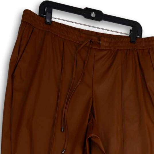 Womens Brown Flat Front Slash Pocket Drawstring Sweatpants Size X-Large image number 3