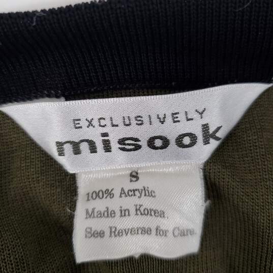 Misook WM's Cardigan Green & Black Trim Button 100% Acrylic Sweater Size SM image number 3