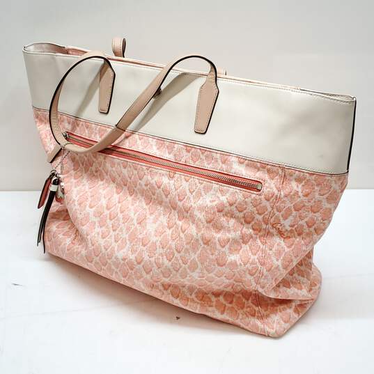 Coach  Snake Print Canvas Leather Tote image number 1