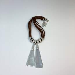 Designer Robert Lee Morris Silver-Tone Leather Geometric Pendant Necklace alternative image