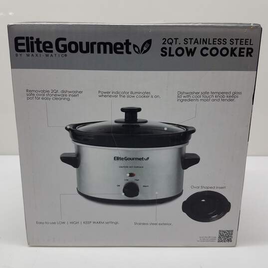 Elite Gourmet Maxi-Matic 2QT Oval Stainless Steel Slow Cooker image number 7
