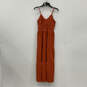 NWT Womens Orange Spaghetti Strap V-Neck Sleeveless Maxi Dress Size Small image number 1