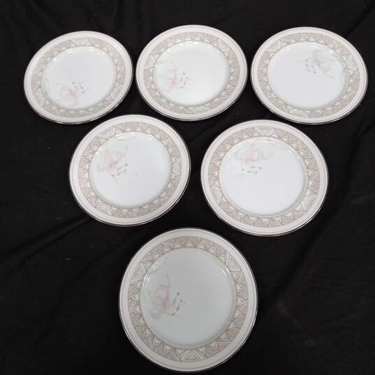 7PC Lenox Bouquet Collection Pink Lily Pattern Bread Plate Bundle image number 1