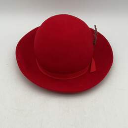 Fabini New York Bollman Womens Red Wool Wide Round Brim Bucket Hat