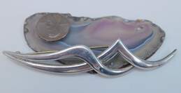 Taxco Mexico 925 Modernist Abstract Lines Pointed Brooch 15g alternative image