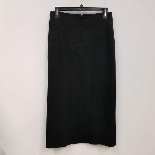 Womens Black Wool Flat Front Back Zip Midi Straight & Pencil Skirt Size 38 image number 2