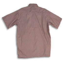 NWT Mens Pink Gray Pinstripe Collared Short Sleeve Button-Up Shirt Sz 42cm alternative image