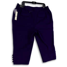 NWT Womens Blue Flat Front Pockets Skinny Leg Cropped Pants Size 18W alternative image