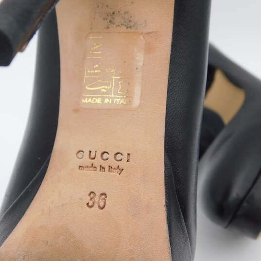 Gucci Sofia Black Leather Platform Heel Pumps image number 11