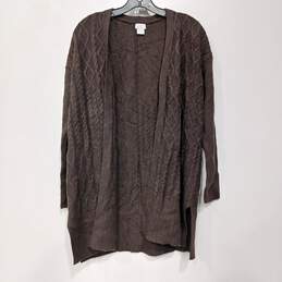Chico's Women's Brown Cable Knit Open Front Cardigan Sweater Size 1 NWT