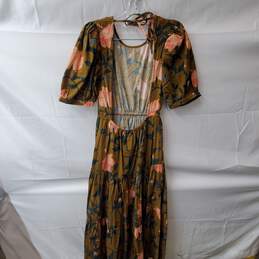 Conditions Apply Anthropologie Brown Floral Short Sleeve Maxi Dress Size S alternative image