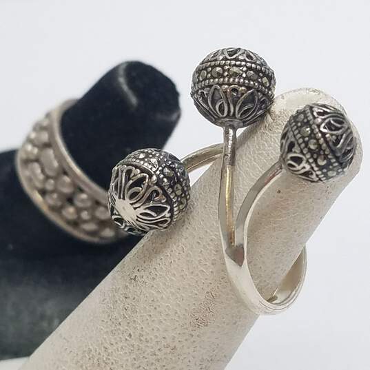 Sterling Silver Marcasite 4 Orb Wrap Ring & 10mm Band Sz 4.5-7.5 Ring BD. 13.5g image number 5