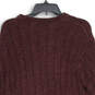 Womens Maroon Knit Long Sleeve Crew Neck Pullover Sweater Size M image number 4