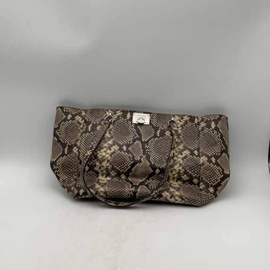 Michael Kors Womens Brown Snake Skin Bottom Stud Double Handle Tote Bag Purse image number 1