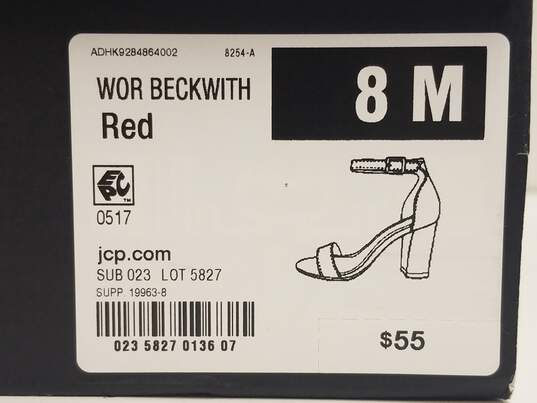 Worthington Beckwith Red Velvet Strappy Heel Sandals Women's Size 8 image number 11