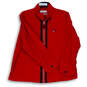 Womens Red Long Sleeve Mock Neck Pockets Soft Shell Full-Zip Jacket Size 1X image number 1
