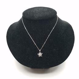 14K White Gold Diamond Pendant Necklace 1.3g