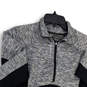 Womens Black Gray Long Sleeve Stretch Quarter-Zip Activewear Jacket Size M image number 3