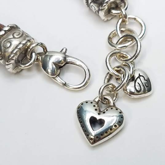 Brighton Silver Tone Cotton Cord 8 Strand Heritage Heart 8" Bracelet 15.4g image number 4