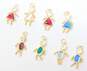 14K Yellow Gold Variety Faux Birthstone Colorful CZ Figural Pendants Charms 3.7g image number 4