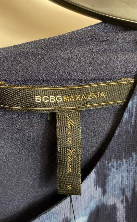 BCBGMAXAZRIA Women Blue Jacquard Print Midi Dress S image number 3