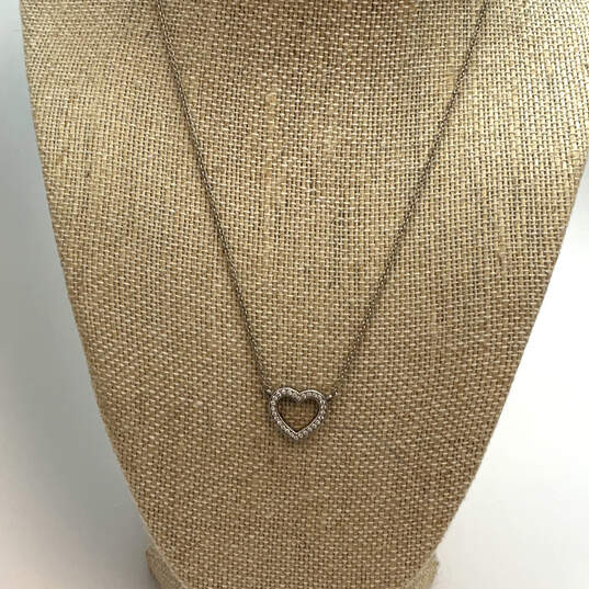 Designer Pandora S925 ALE Sterling Silver CZ Stone Heart Pendant Necklace image number 1