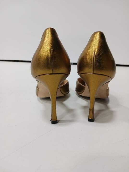 Women's Manolo Blahnik Gold d'Orsay Stiletto Heels Sz 6 IOB image number 5