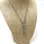 Designer Givenchy Silver-Tone Link Chain Clear Rhinestone Y-Drop Necklace image number 1