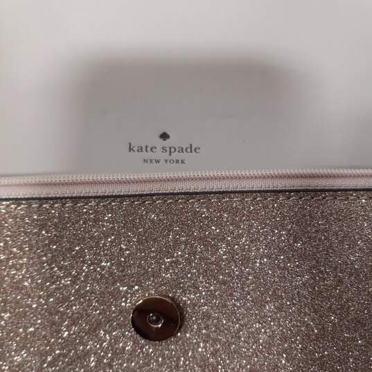 Pair of Women's Kate Spade Pink & Rose Gold Tone Glitter Leather Wallets image number 5