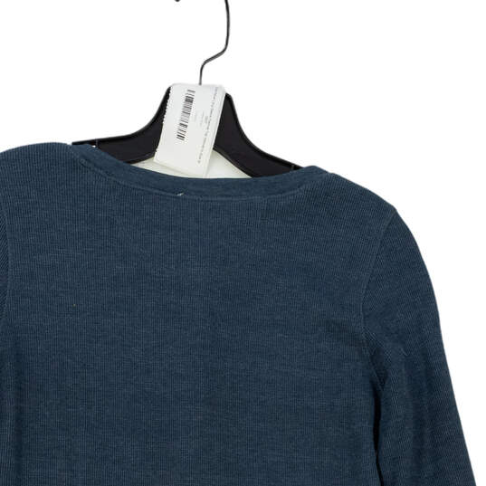 NWT Womens Blue Henley Neck Long Sleeve Thermal T-Shirt Top Size Medium image number 1