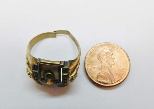 Vintage Craft 10K White & Yellow Gold Free Mason Ring For Repair 5.4g image number 4